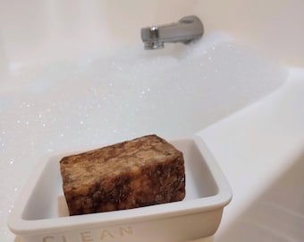 ZN African Black Soap 4 oz Unrefined Shampoo Bar Sustainable Palm Oil Eco Friendly Skin Cleanser Face Acne Natural Raw Hair Body Care