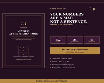 352-Page Numerology Workbook PDF: Core Numbers, Personal Cycles & Chart Templates