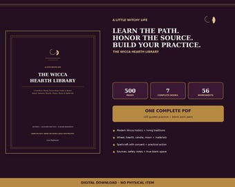 Wicca eBook: 500-Page Seven-Book Guide with 56 Printable Worksheets