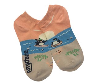 Beach Penguins, Womens No Show Socks