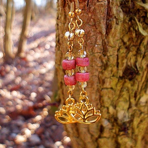 Earrings &quot;Golden Lotus&quot;. Spiritual jewelry. Spirituality&Symbols. Earrings Lotus Flower, Buddha, Self-awarenes