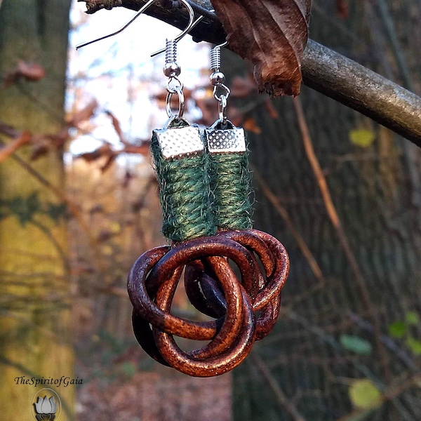 Ohrringe Knot- Leder-Jute-Organic -Eco sytle-Plant Fiber-Handmade-Unique