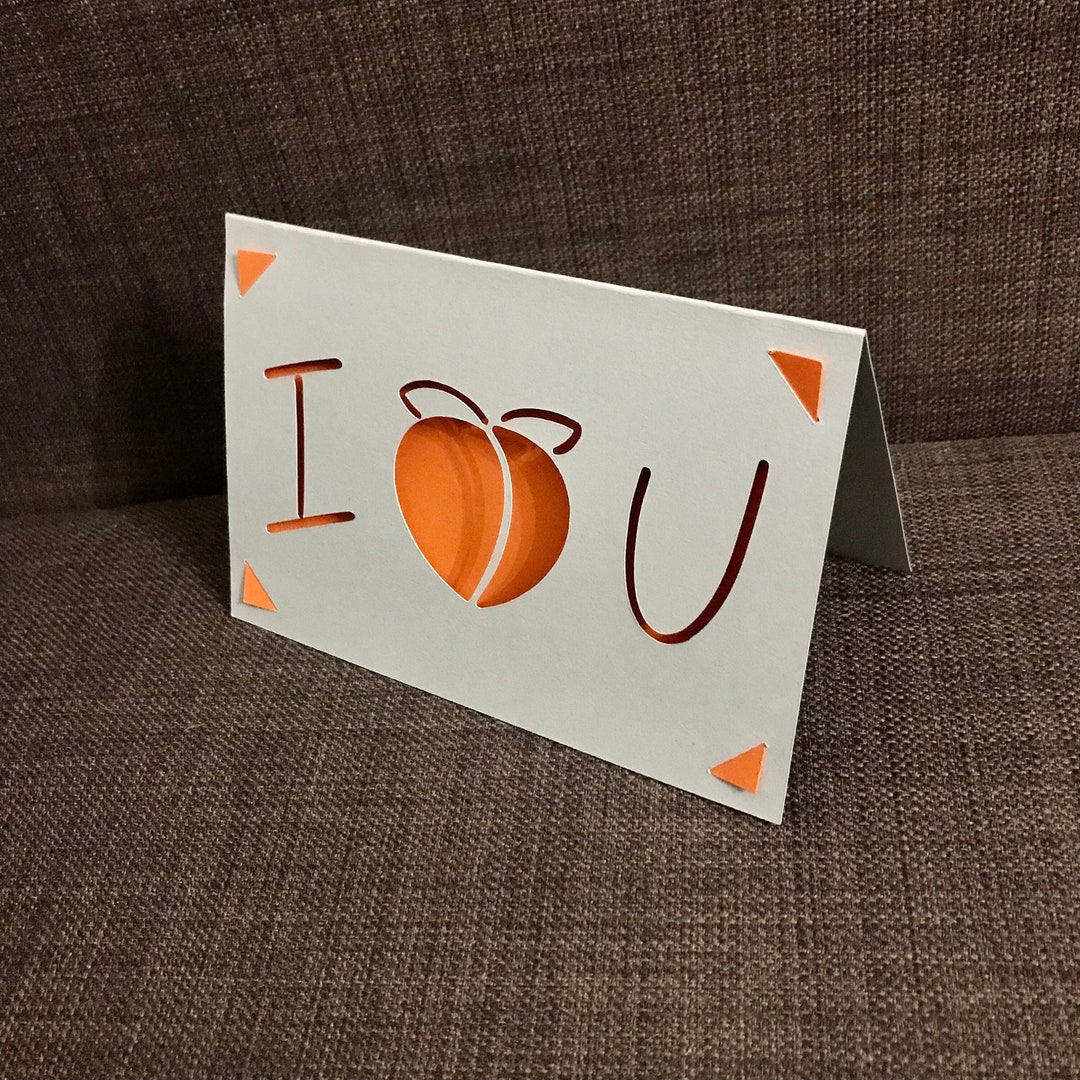 Peach I Love You Card Etsy