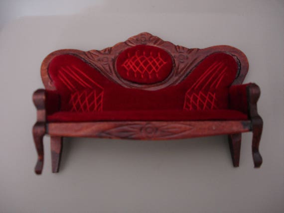 Miniature Furniture Victorian Velvet Sofa Red Etsy