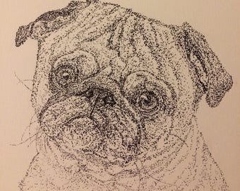 Pug Portrait Picture - original artwork