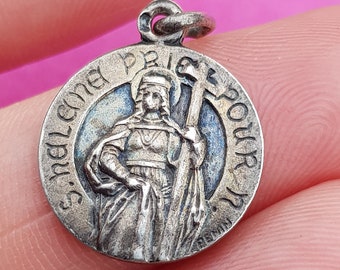 Rare religious antique silver (MARKED) medal pendant medaillon holy charm of Saint Helena, Sint Helena Empress of the Roman Empire.