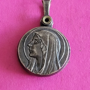 Religious antique catholic silvered medal pendant relic reliquary holy charm medallion cross buckle Saint Louis-Marie Grignion de Montfort