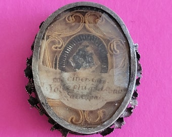 Atemberaubender katholischer Reliquienanhänger mit Facettenglas des Heiligen Ignatius von Chios oder Smyrna, Jesuitenpater.