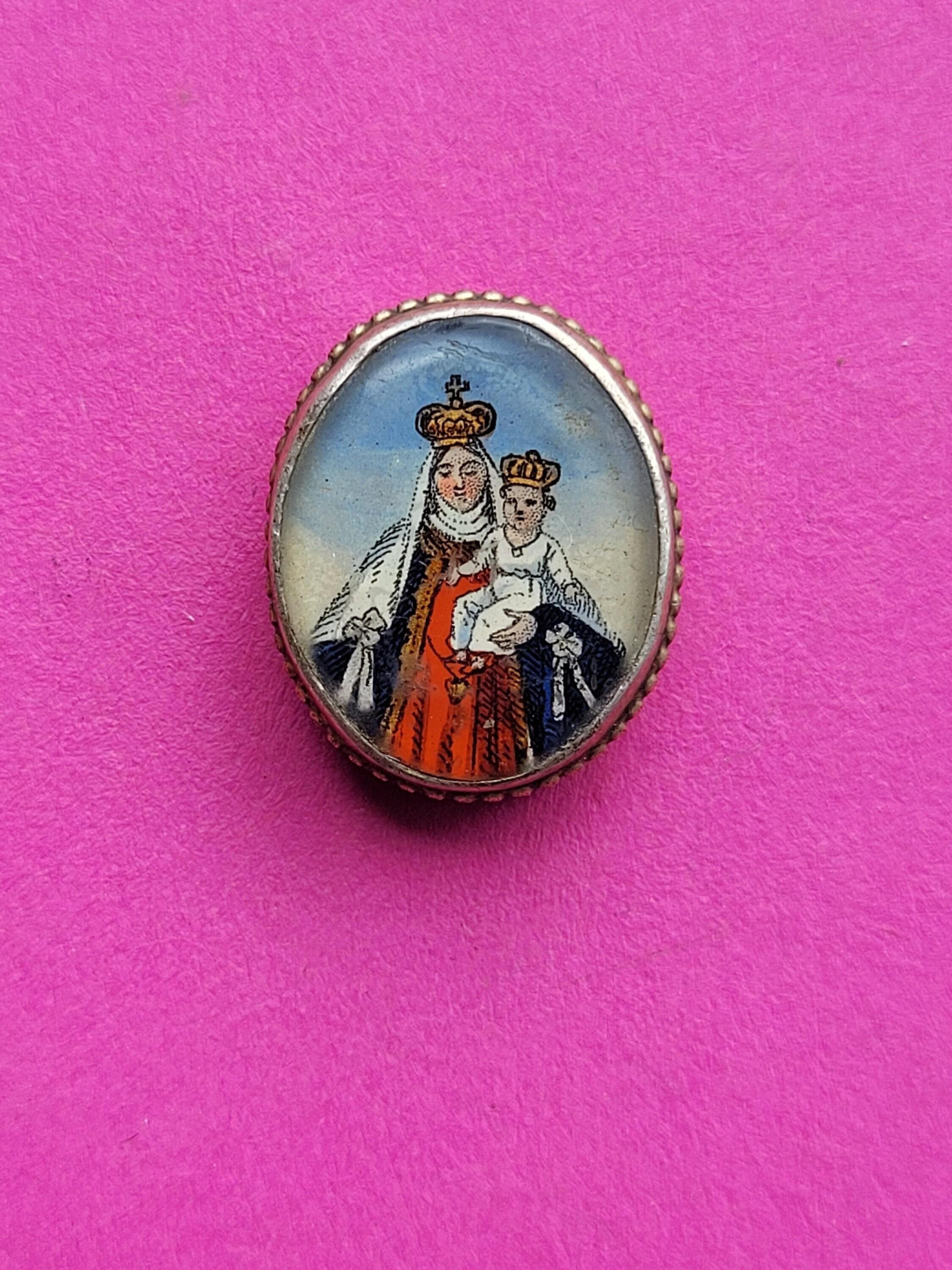 Stunning Religious Antique French Catholic Silver Plated Medal Pendant ...