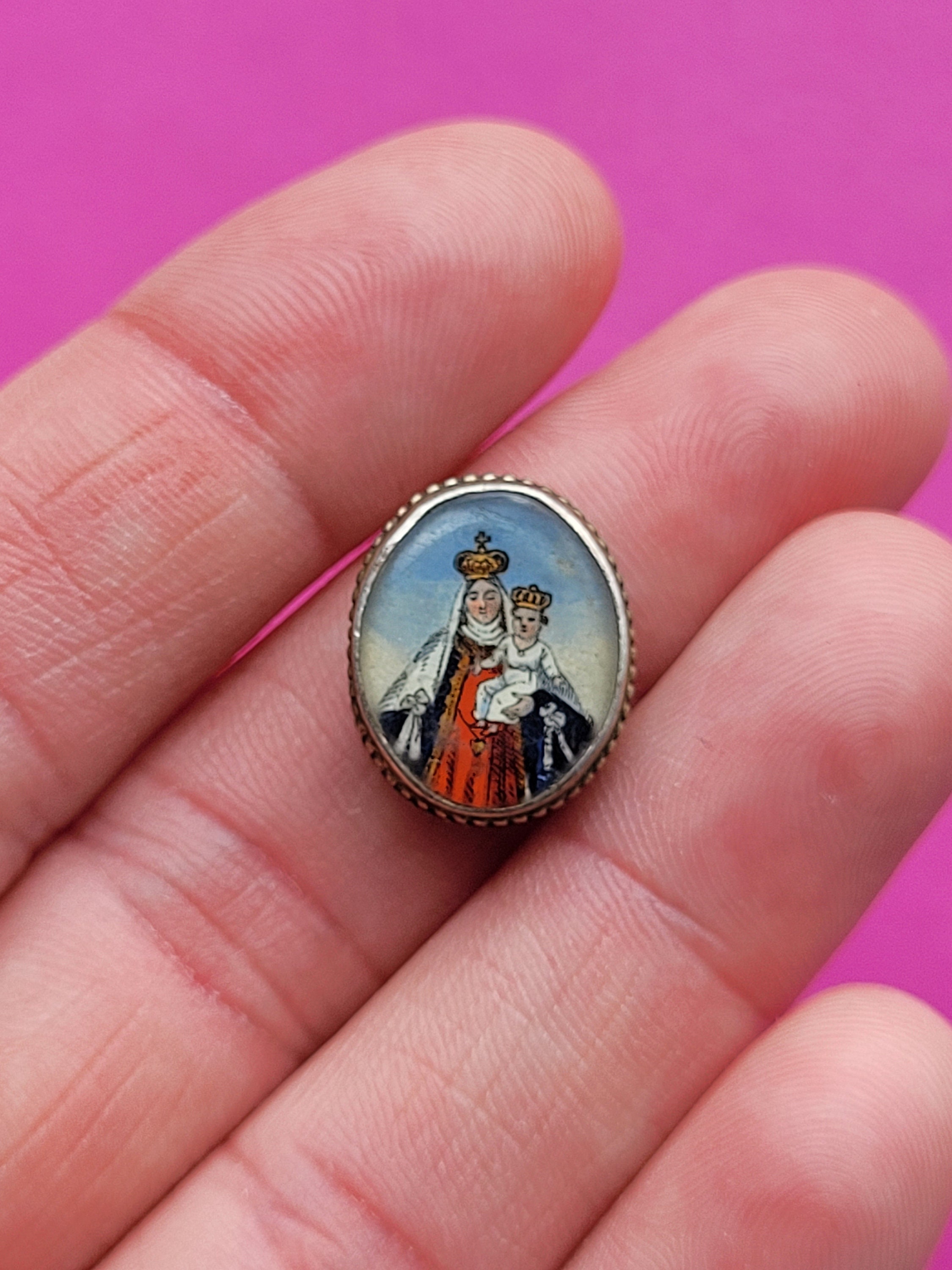 Stunning Religious Antique French Catholic Silver Plated Medal Pendant ...