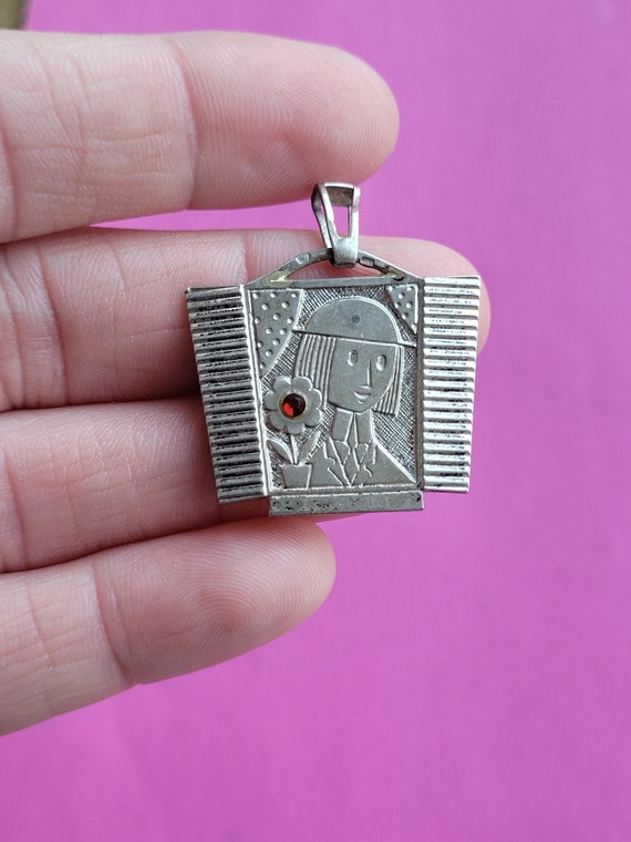 Precious lovely antique silver MARKED with red st… - image 8