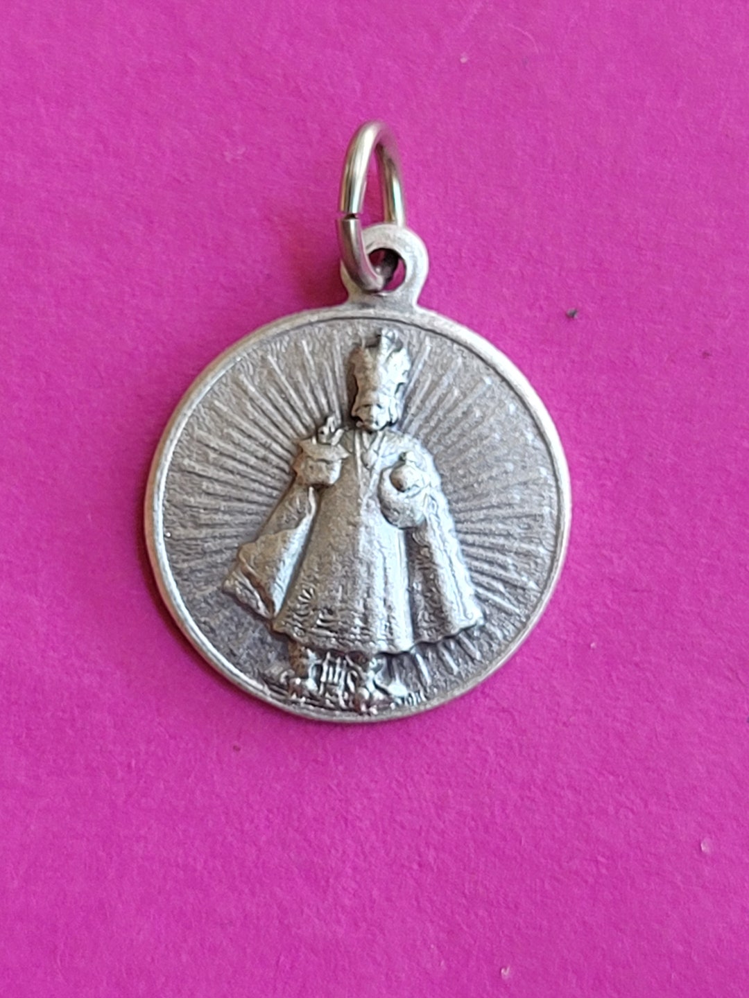Religious Antique French Catholic Silver Plated Medal Pendant Medaillon ...