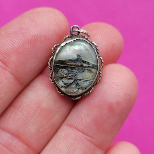 Very old 1800's antique catholic silver (MARKED) medal shops pendant holy charm medal of Sainte CÉCILE, St Cecile, relic, ROMA.