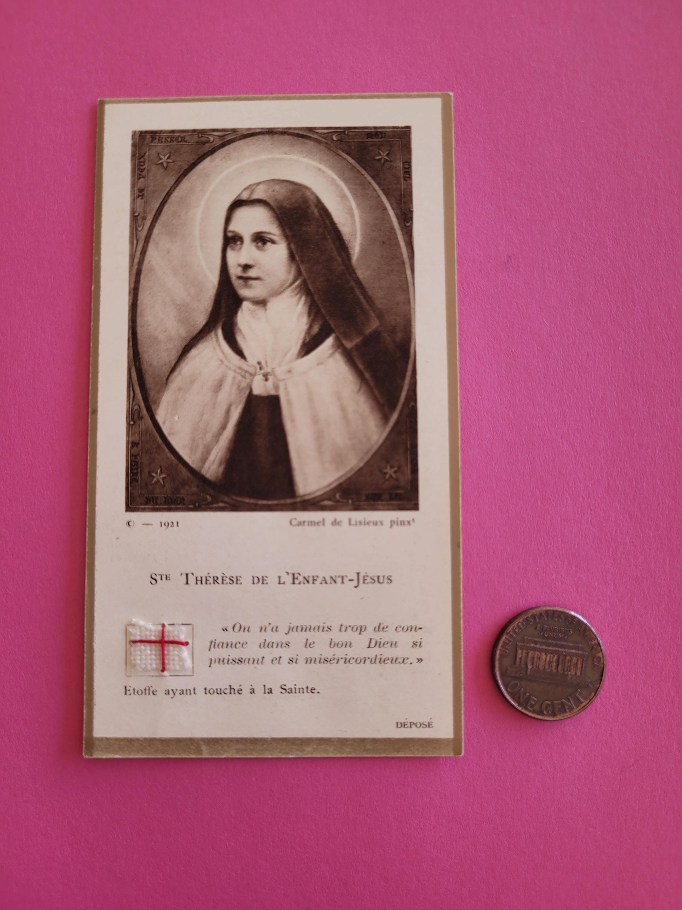 Rare Reliquaire – Tissu De Sainte Thérèse – Étoffe Ayant Touché à La Sainte – France