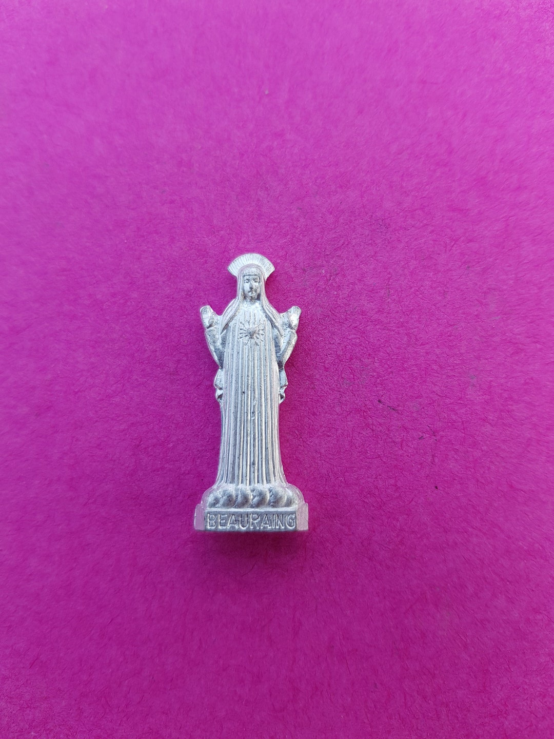 Religious Antique French Catholic Silver Plated Pocket Shrine With