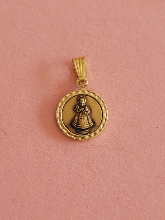 Religious Antique Italian Catholic Gold Plated Medal Pendant