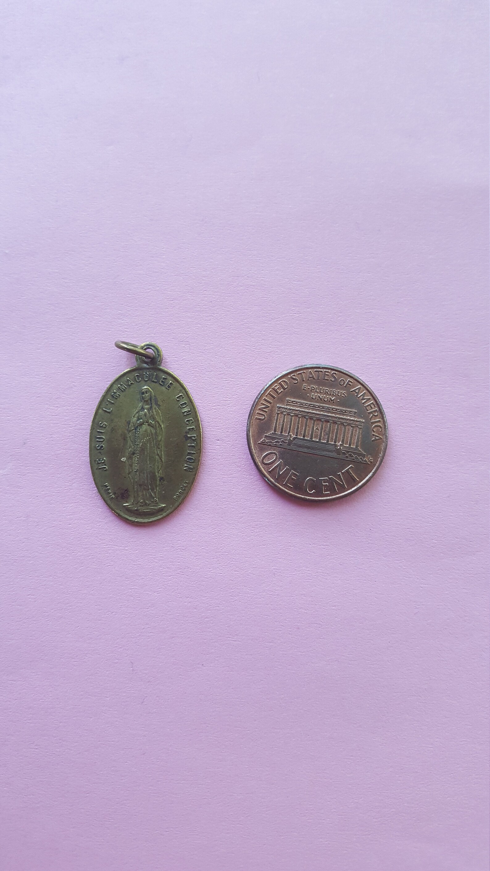 Religious antique copper medal pendant medaillon holy charm of Etsy