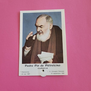 Reliquiario religioso antico reliquiario cattolico reliquia reliquia di 3a classe doppia carta di San Pio, San Padre Pio da Pietrelcina.