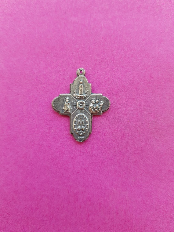 Stunning 1.2" Religious antique French silver pla… - image 5