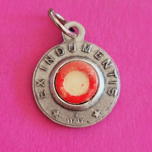 Religious antique silver plated medal pendant holy charm relic of St Rita containing a 3rd-class relic, patron of difficult marriages