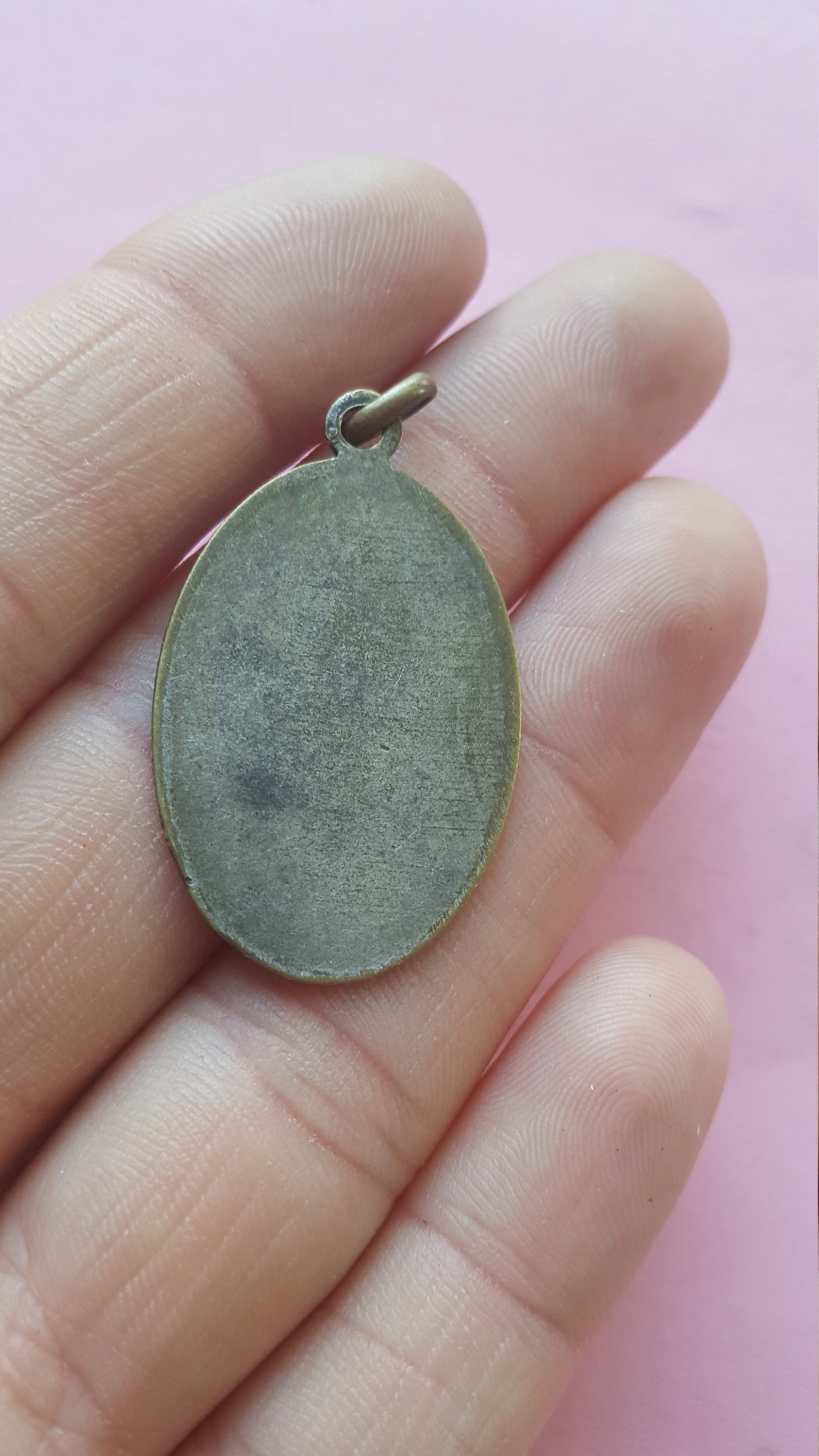 Religious Antique French Copper Medal Pendant Virgin Holy Mary Our Lady ...