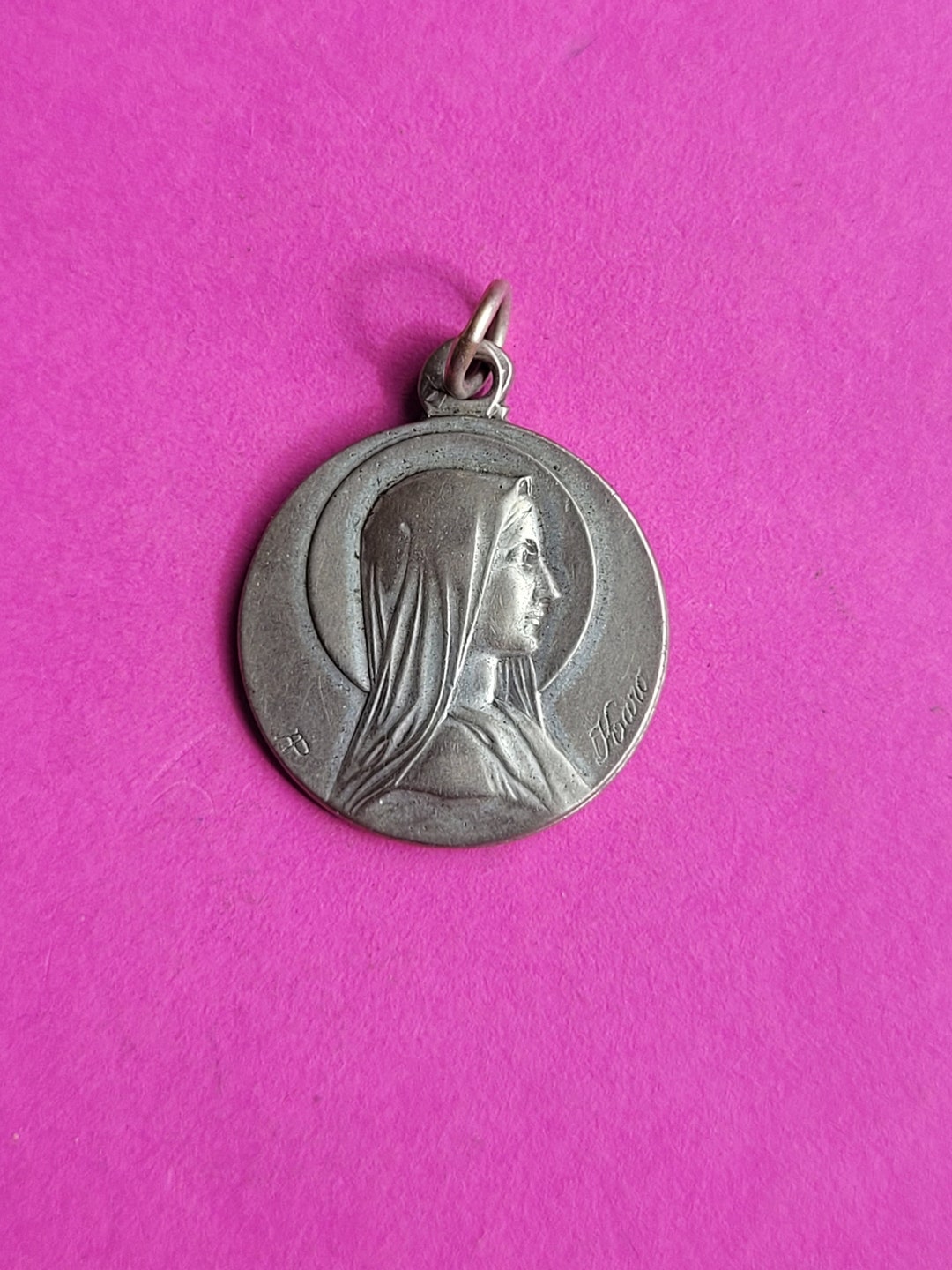 Religious Antique Silver Plated French Catholic Medal Pendant Medallion ...