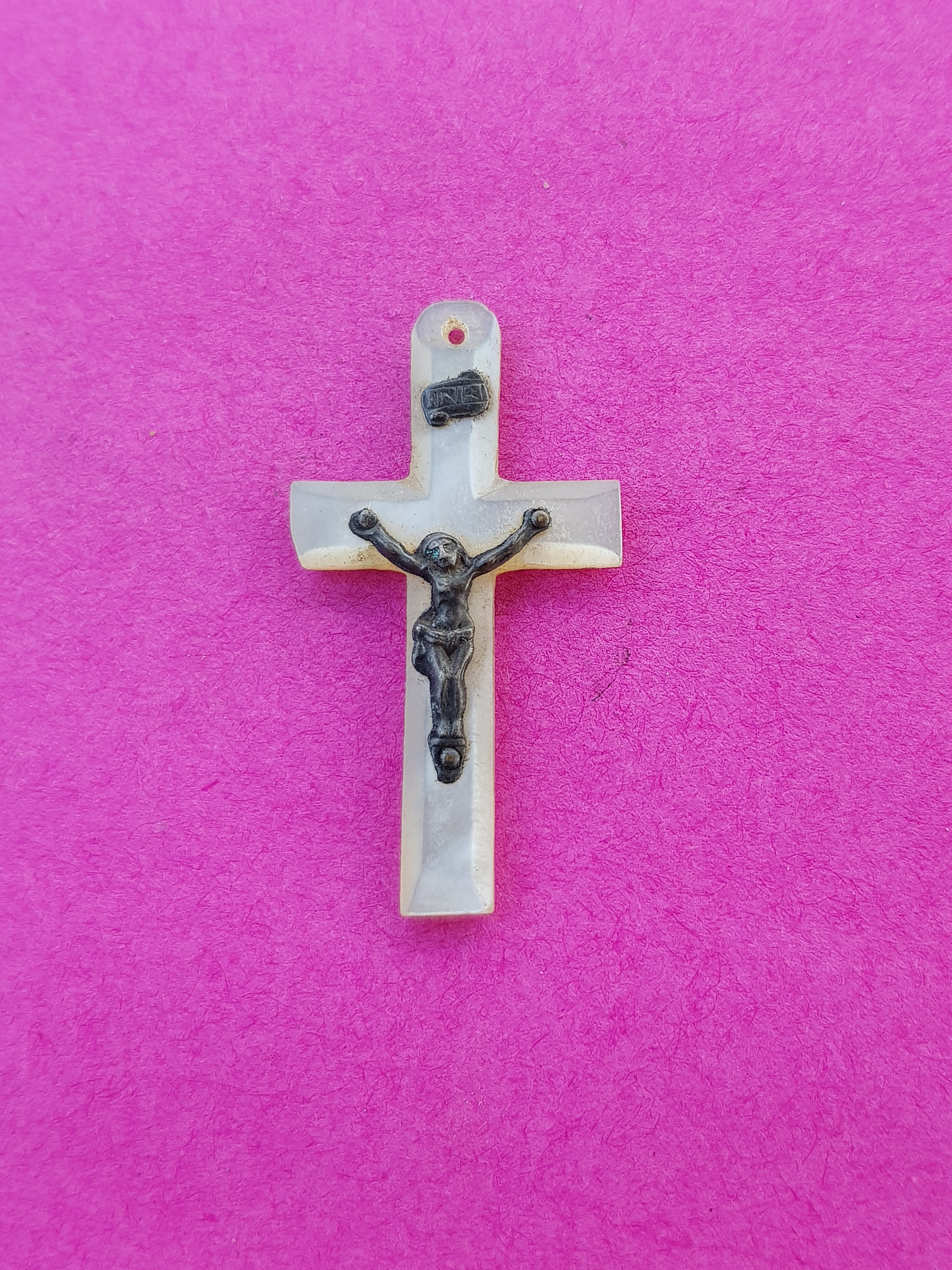 Pendentif Croix En Nacre De Trocha - Blanc - Naturosphère - Neuf Avec étiquettes