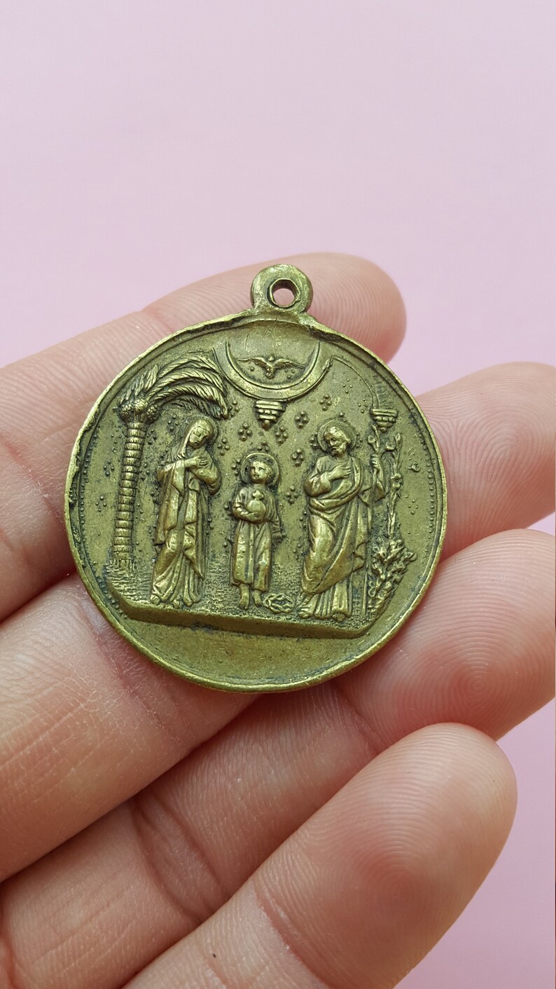 Big Religious Copper Antique Dutch Catholic Medal Pendant Etsy