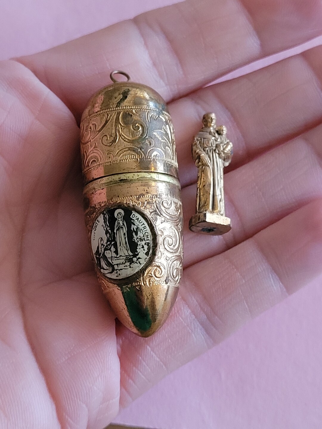Antique Pocket Shrine, Porta Saint, Traveler's Shrine, Little Statue ...