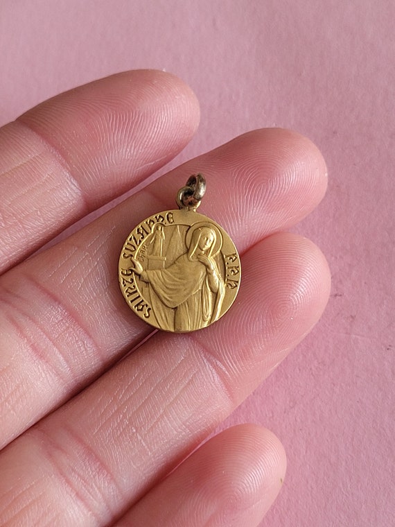 Rare religious antique French catholic gold plate… - image 6