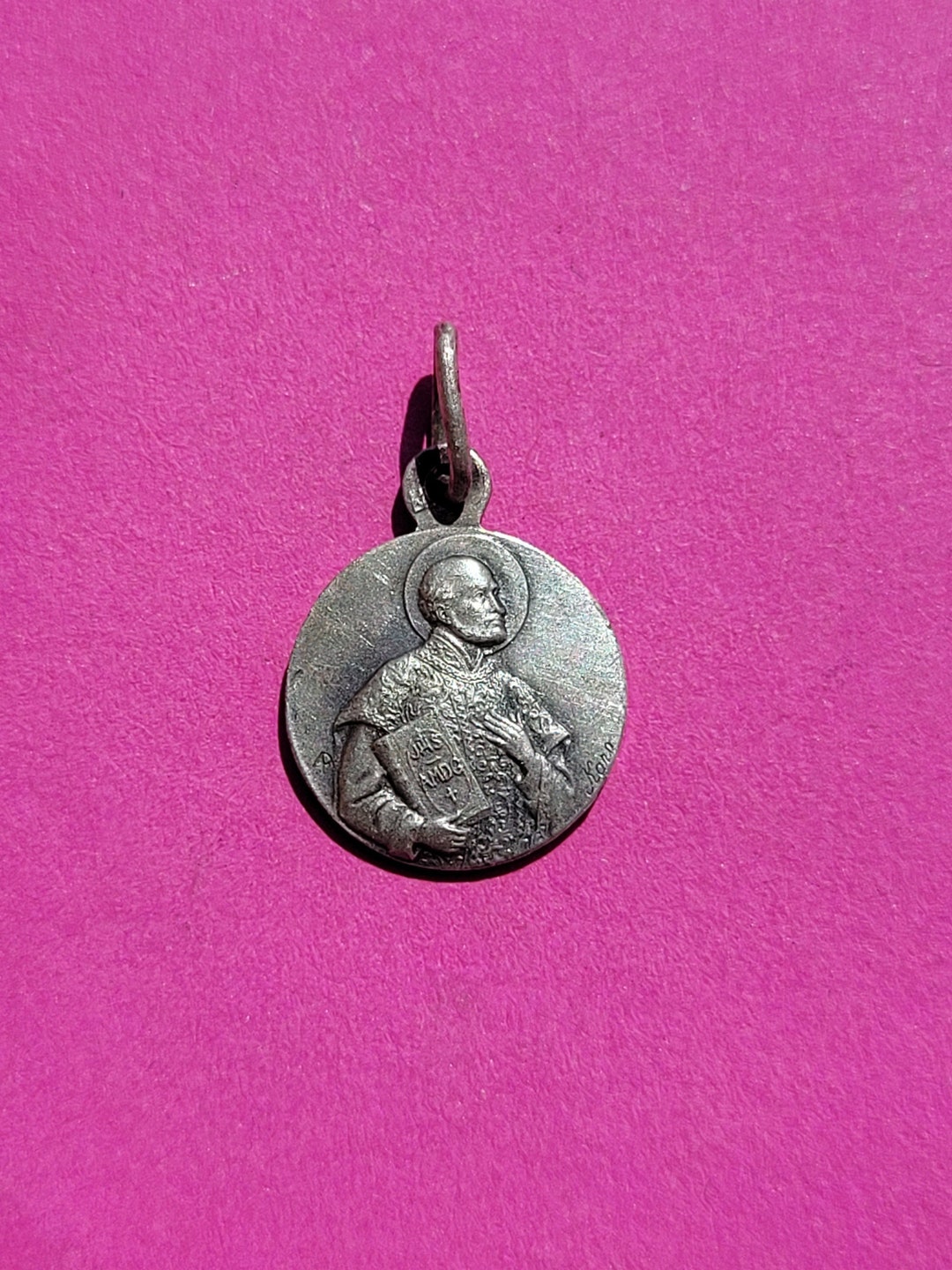 Rare Religious Antique French Catholic Silver Plated Medal Pendant ...
