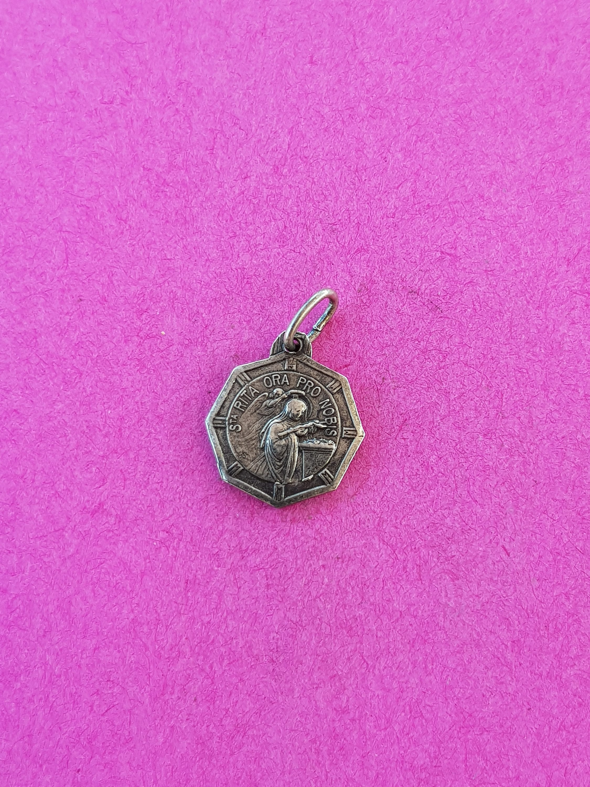 Religious Antique French Silver Plated Catholic Medal Pendant Holy ...