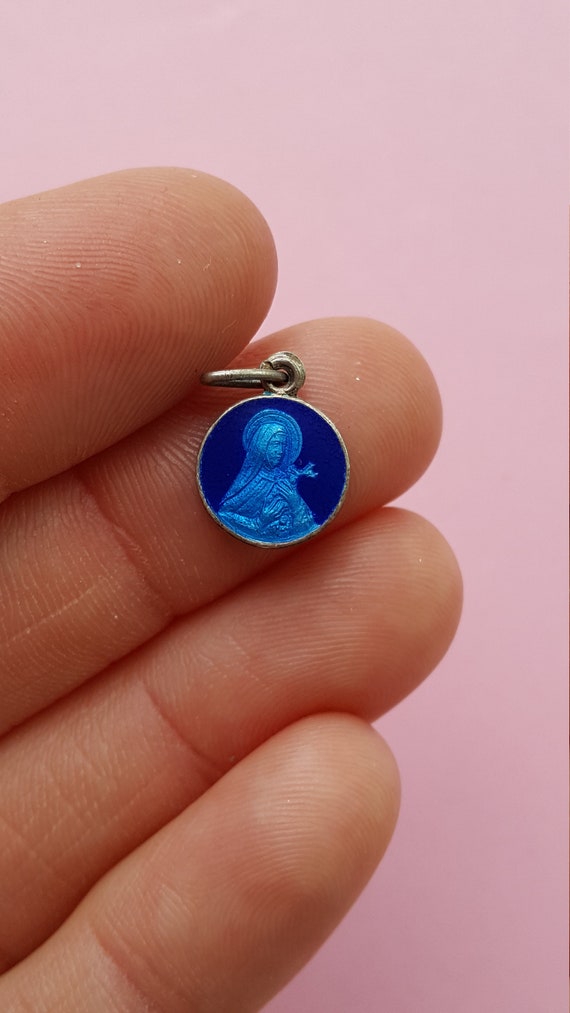 Religious antique French blue enameled silver (MA… - image 9