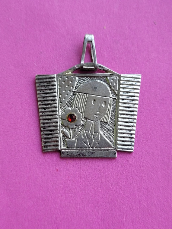 Precious lovely antique silver MARKED with red st… - image 3