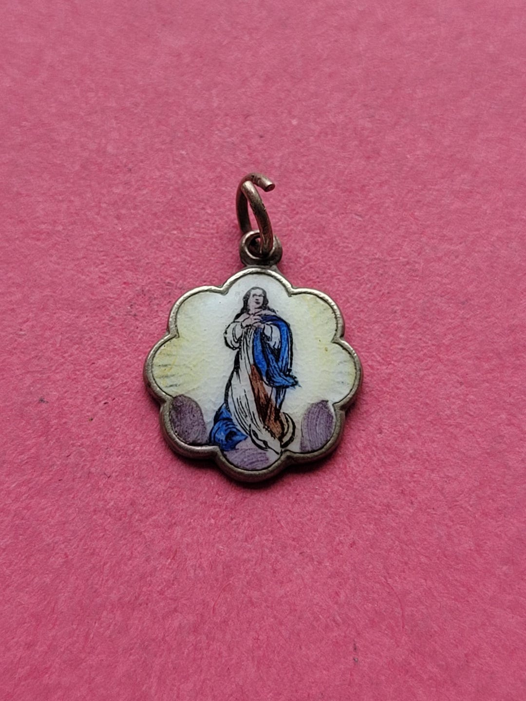 Vintage Enamel Virgin Mary Medal – Our Lady of the Immaculate ...