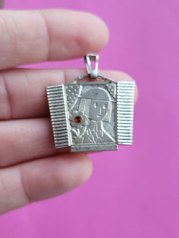 Precious lovely antique silver MARKED with red st… - image 7