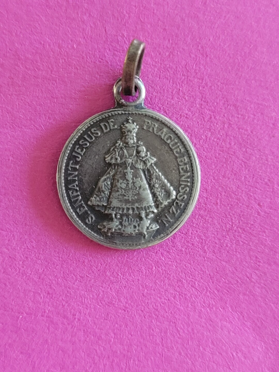 Religious Antique French Catholic Silver Plated Medal Pendant Medaillon ...