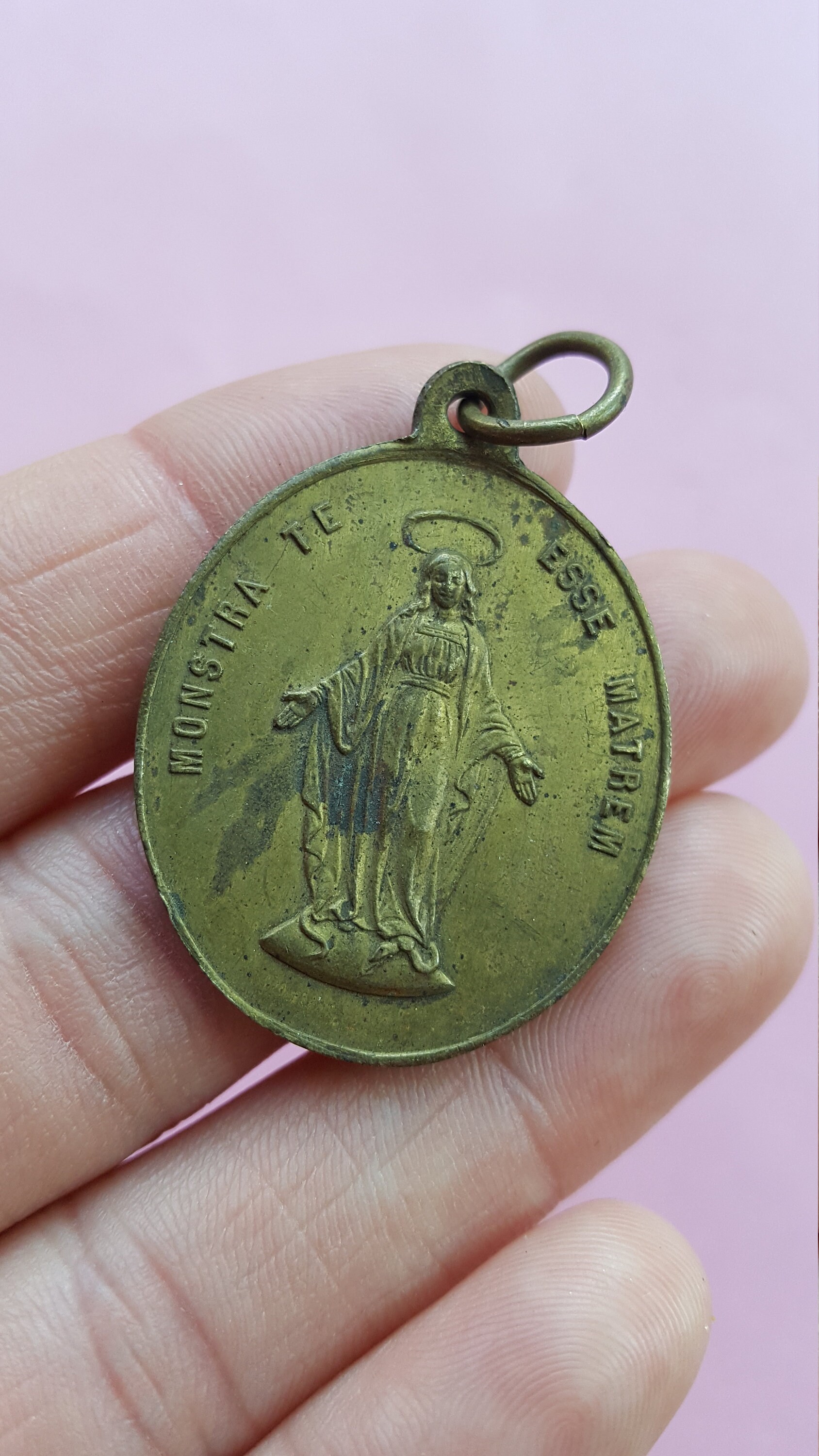 Very Old Religious Antique French Copper Medal Pendant Holy Etsy