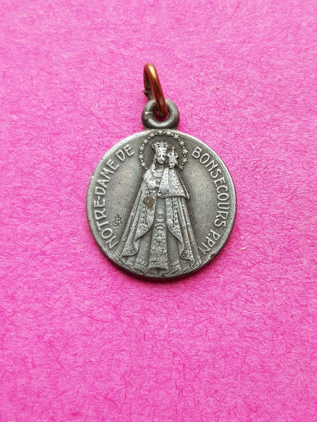 Beautiful Religious Antique Silver Plated French Catholic Medal Pendant ...