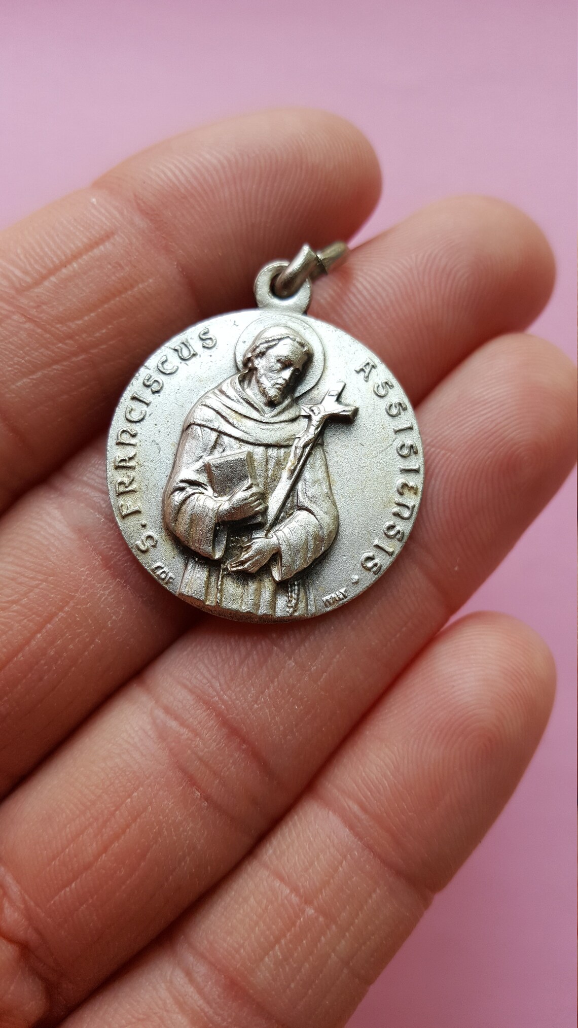 Médaille Religieuse Ancienne – Saint Christophe – Rectangulaire – Métal Argenté – France