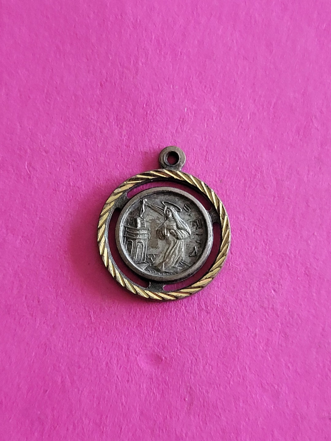 Religious Antique French Silver and Gold Plated Catholic Medal Pendant ...