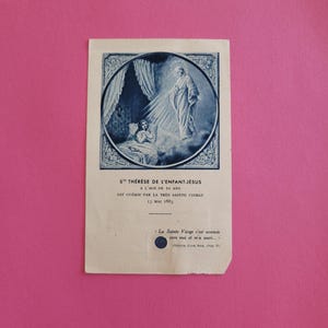 Reliquaire religieux antique reliquaire catholique relique carte relique de 3ème classe de Sainte Thérèse de Lisieux, Sainte Thérèse une Enfant.
