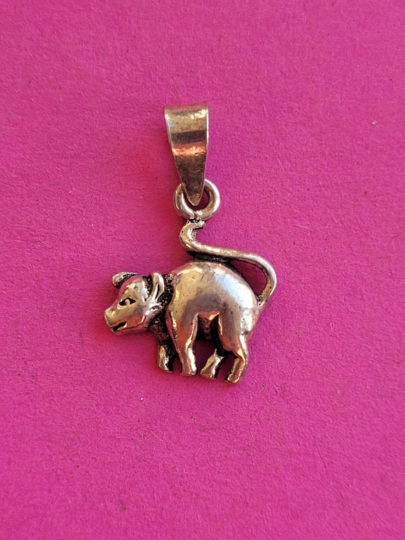 Vintage silver hallmarked pig pendant charm, charm