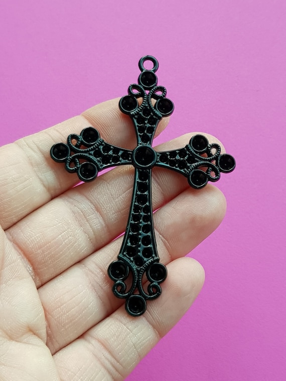 Beautiful Religious Vintage Black Catholic Crucifix Pendant - Etsy