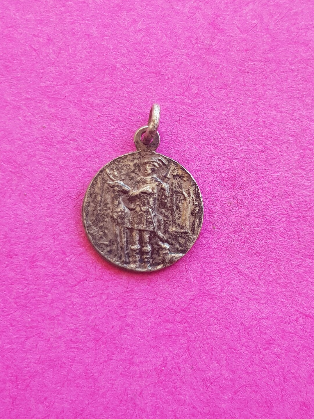 Beautiful Religious Antique French Catholic Silver Plated Medal Pendant ...