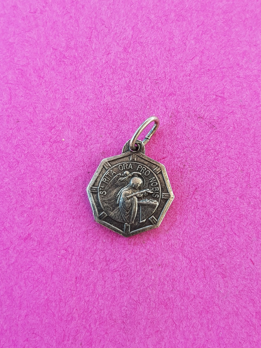 Religious Antique French Silver Plated Catholic Medal Pendant Holy ...