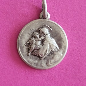 Religioso antico cattolico francese argentato medaglia cattolica pendente sacro ciondolo medaglione medaglione di Sant&#39;Antonio da Padova.