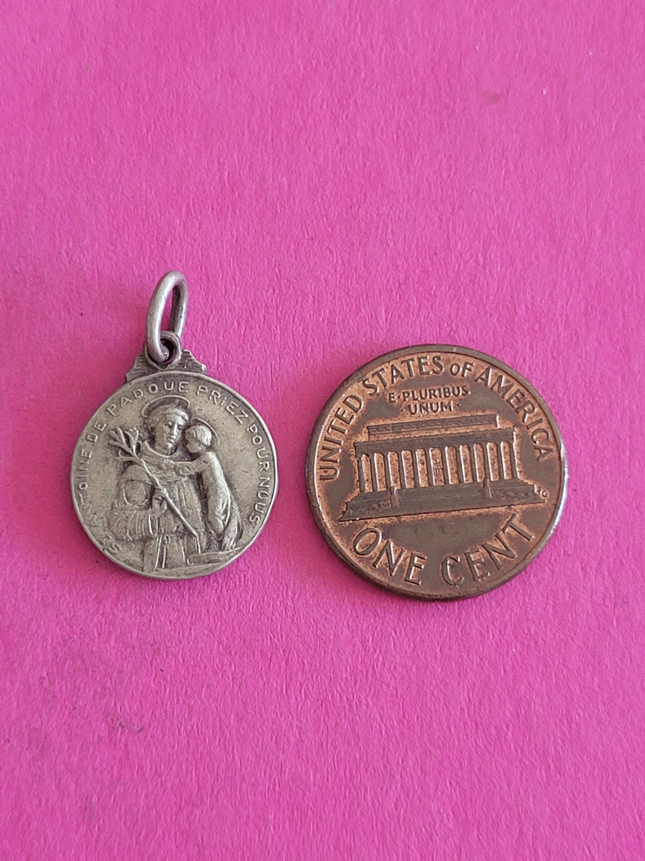 Religious Antique Catholic Silver Plated Medal Pendant Holy Charm of ...