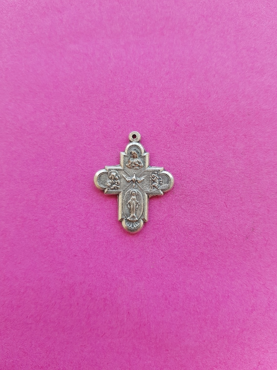 Stunning 1.2" Religious antique French silver pla… - image 3