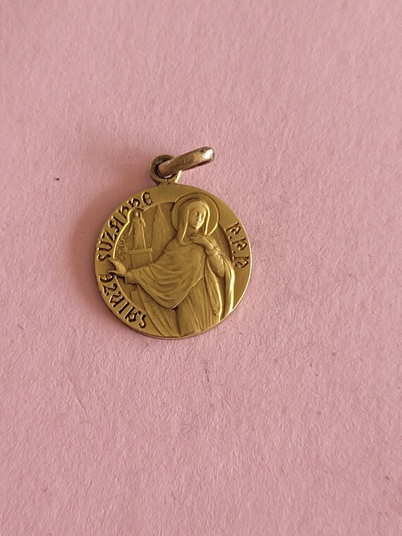 Rare religious antique French catholic gold plate… - image 3